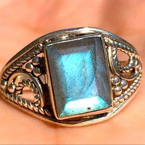Faceted Labradorite Sterling Silver Ring